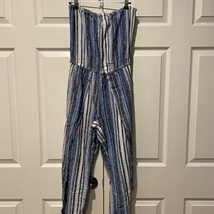 Linen strapless jumpsuit